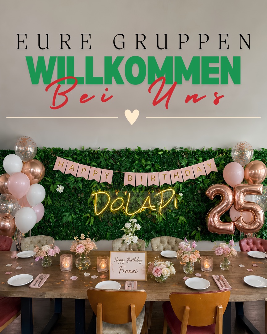 Festively set table for group celebrations at DöLaPi Ingolstadt