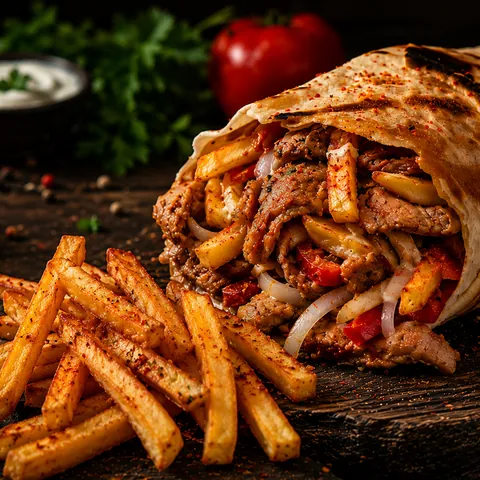 Döner Kebab Wrap with Fries