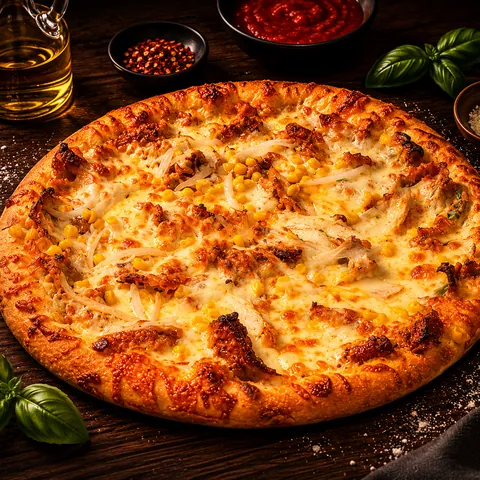 Pizza with Döner and Corn
